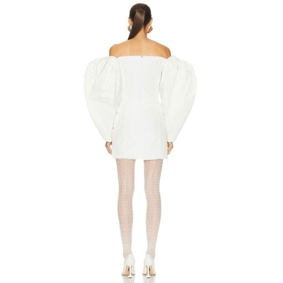 NWT Jacquemus La Robe Taffeta Off Shoulder Puff Sleeve Mini Dress Cream FR42/US1 - Picture 2 of 10